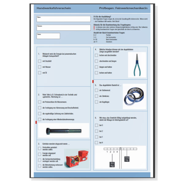 Digitaler Handwerkerführerschein: Feinwerkmechaniker