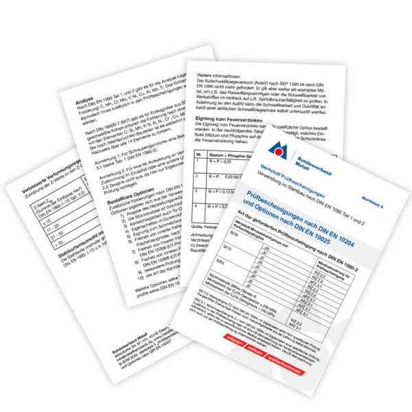 Merkblatt 5 "Werkstoff-Prüfbescheinigungen" als PDF-Download