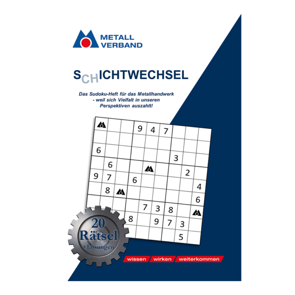 Sudoku-Rätselheft A6 Metallverband "Schichtwechsel" | 1 Stück/VE